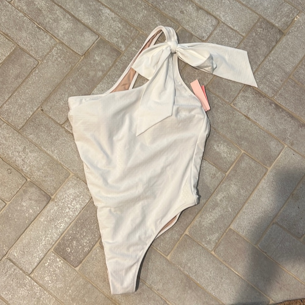 White Victoria secret bow swim suite nwt